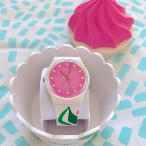 Swatch Watch - pink and white flower women’s watch